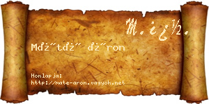 Máté Áron névjegykártya